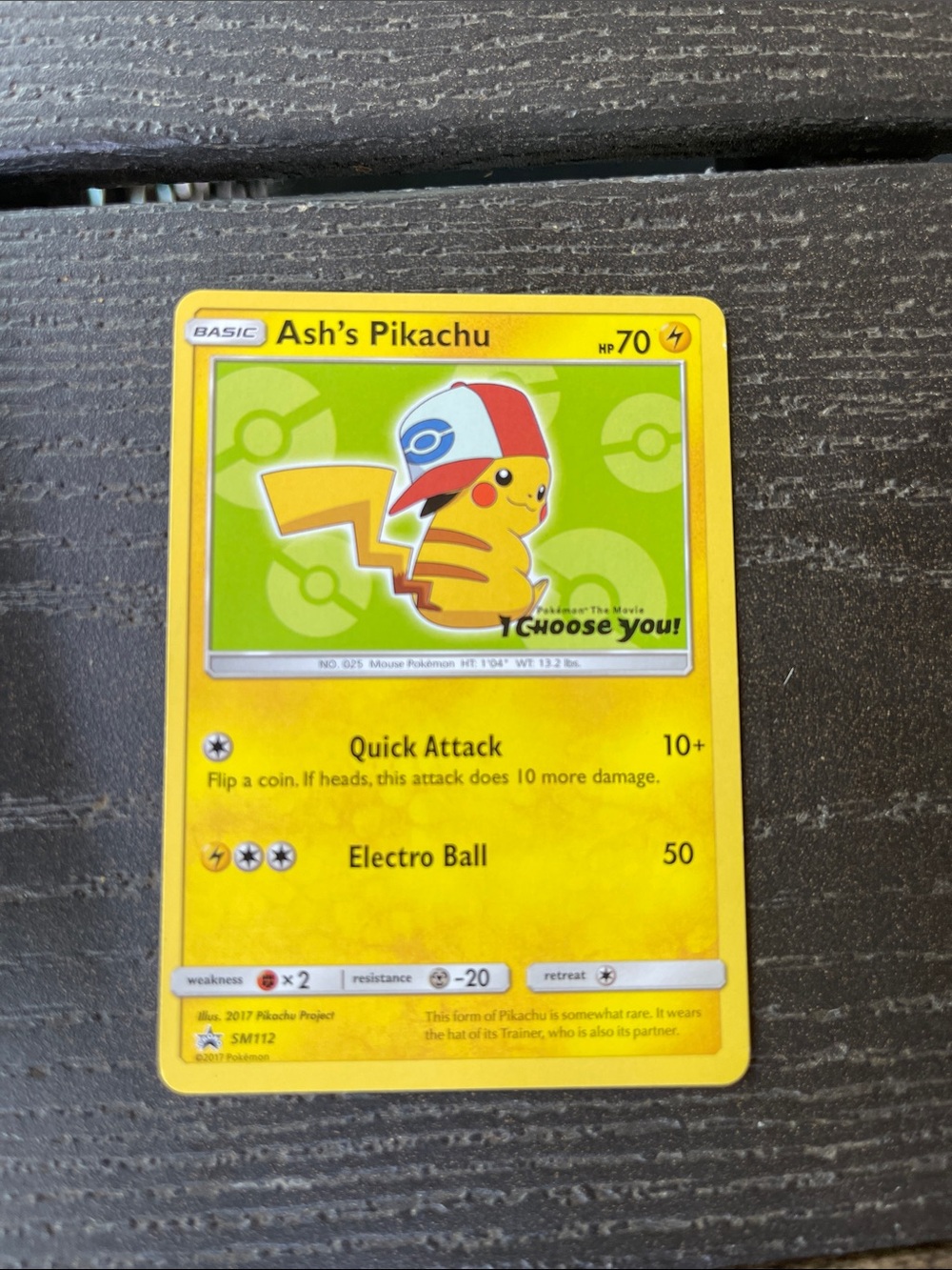 2017 Pokémon Ash's Pikachu TCG Black Star Promo Card SM112 NM